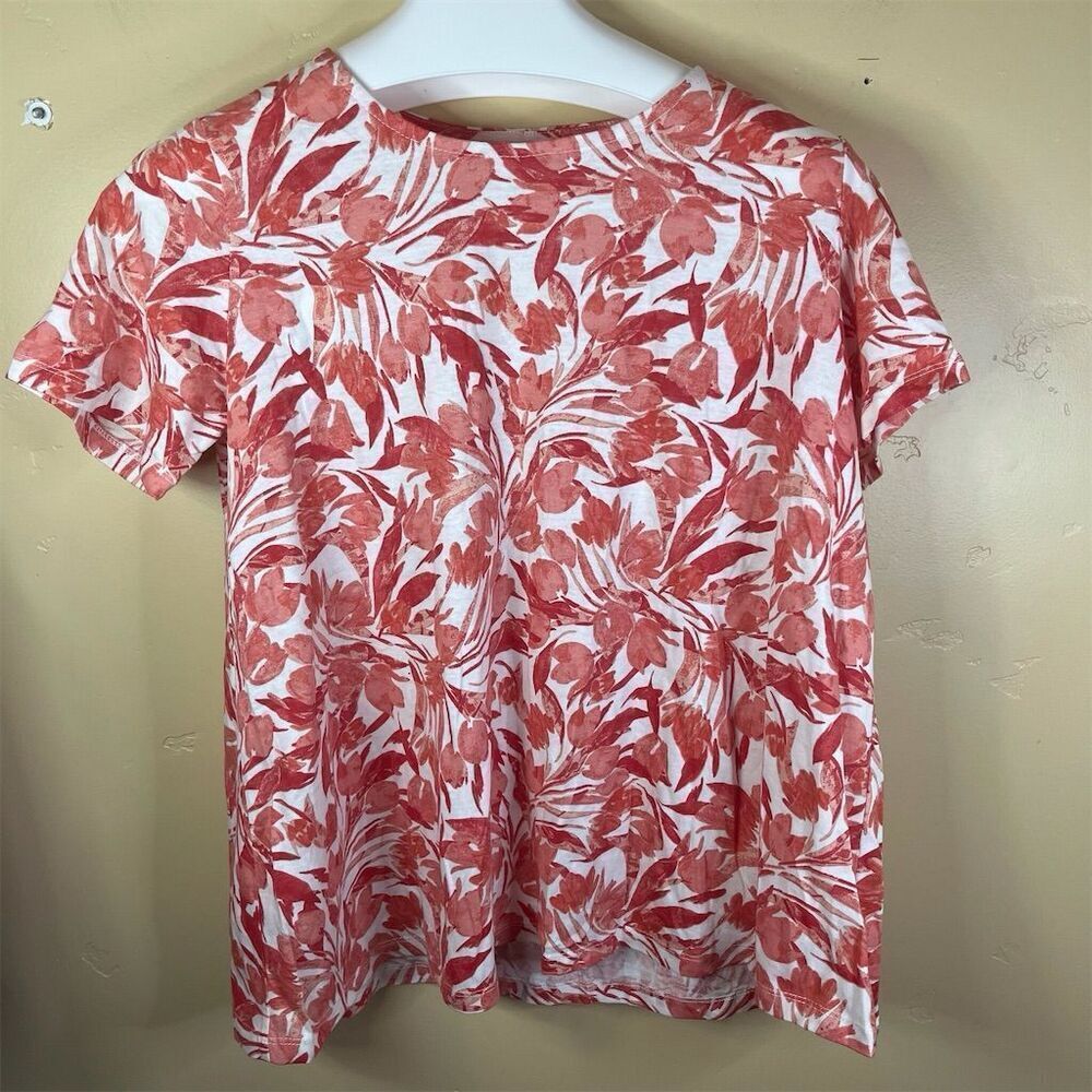 Roaman's Women's Plus Size 12 Floral Swing Tee with Keyhole Back Vacation Hawaii